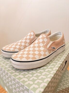 Vans Slip-On Sneakers - Peach and White